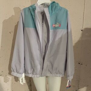 PUMA Kids Two-Tone Raincoat - Teal and Light purple/gray